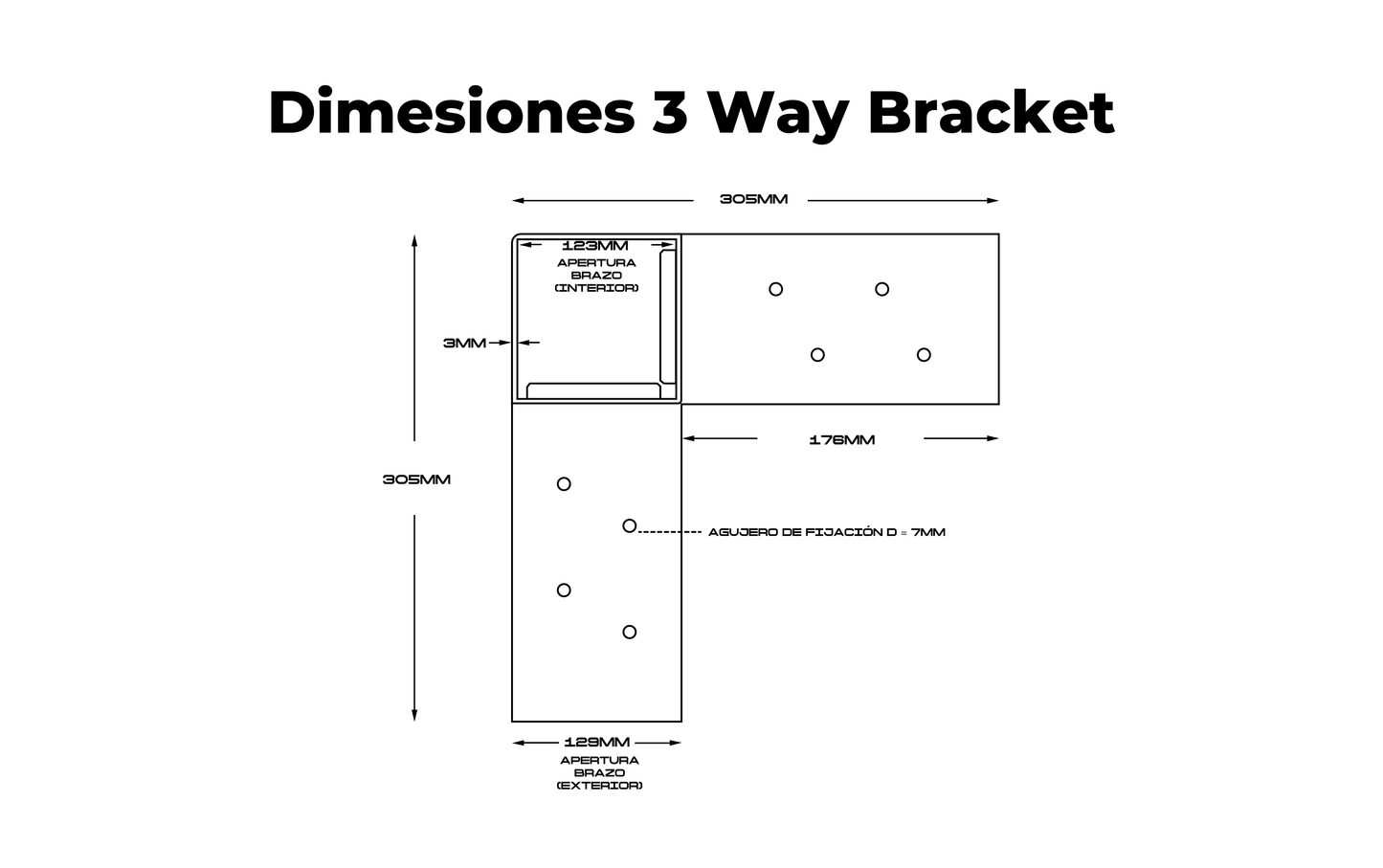3-WAY Bracket "Acero al Carbón"